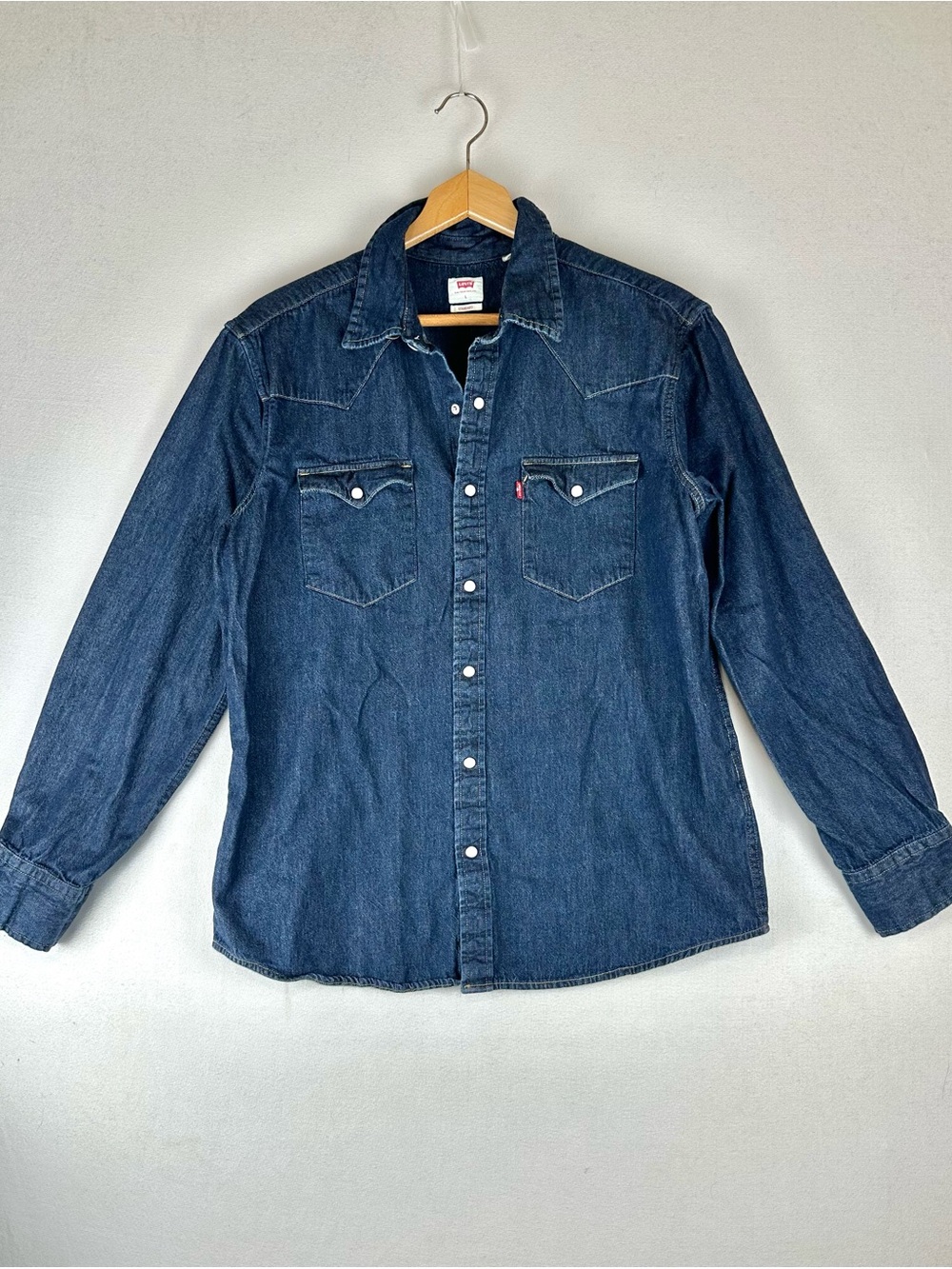 Levi's Classic Standard Western Denim Shirt Pearl Snap Button Collared Cowboy